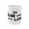 Aim High Vote Lowe Coffee Mug | 11oz British Political Mug with Union Jack | UK Patriot Gift