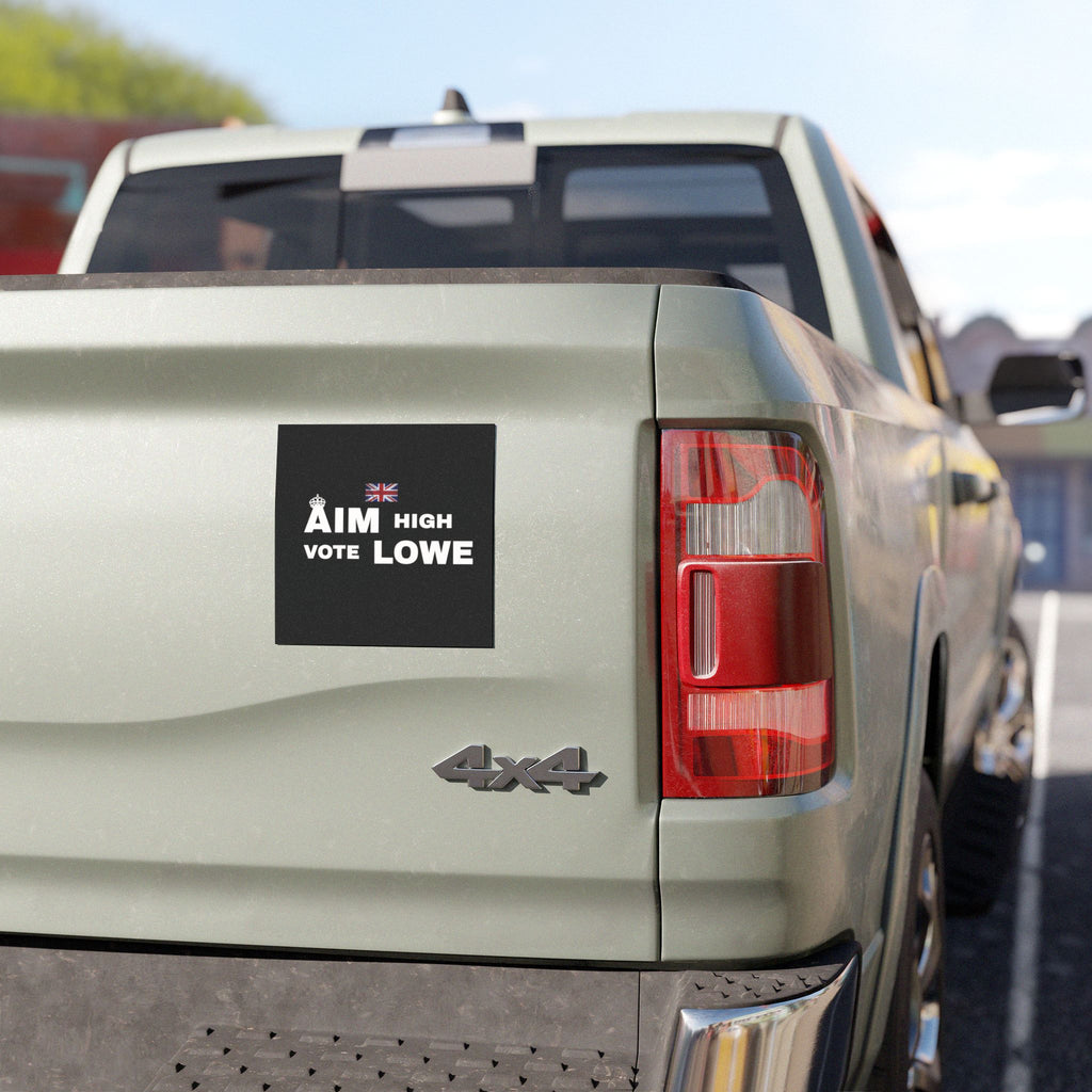 Aim High Vote Lowe Car Magnet | British Flag Political Campaign Sticker | UK Patriot Bumper Decal