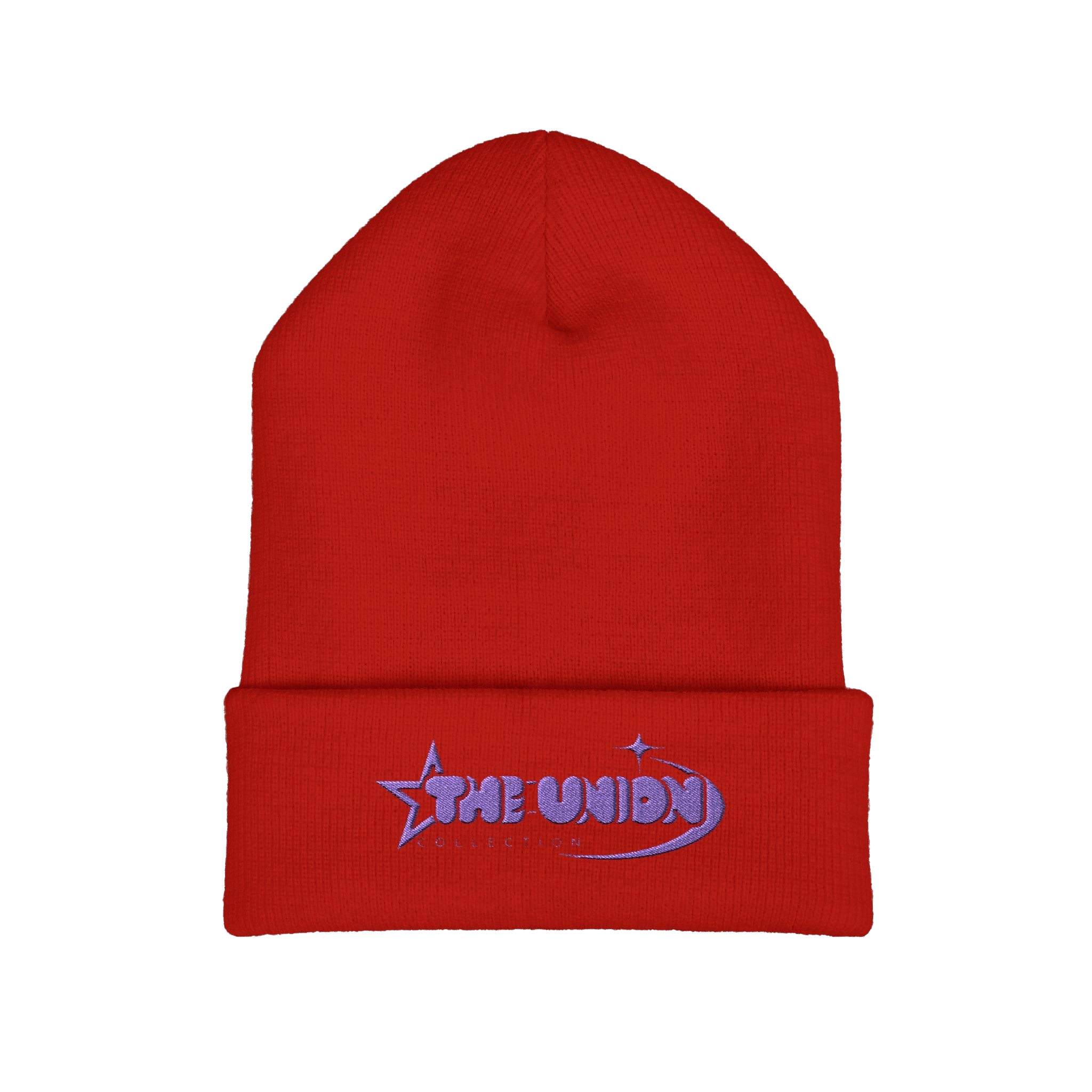Star Union Embroidered Cuffed Beanie — Retro Space Logo Winter Hat