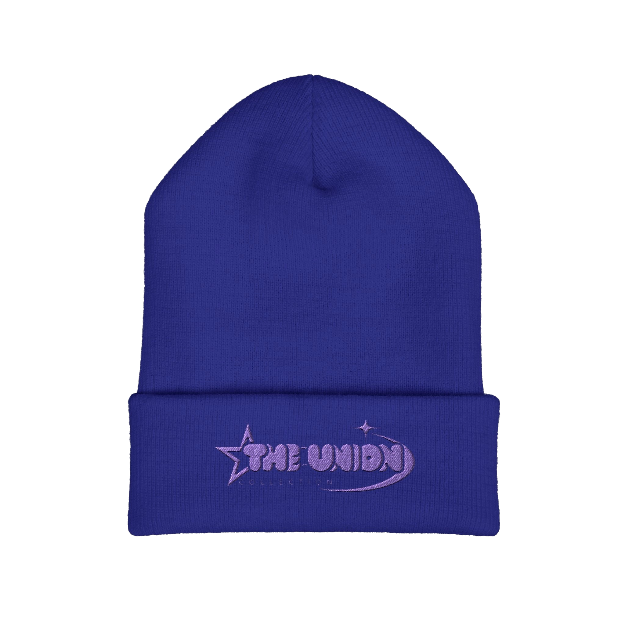 Star Union Embroidered Cuffed Beanie — Retro Space Logo Winter Hat