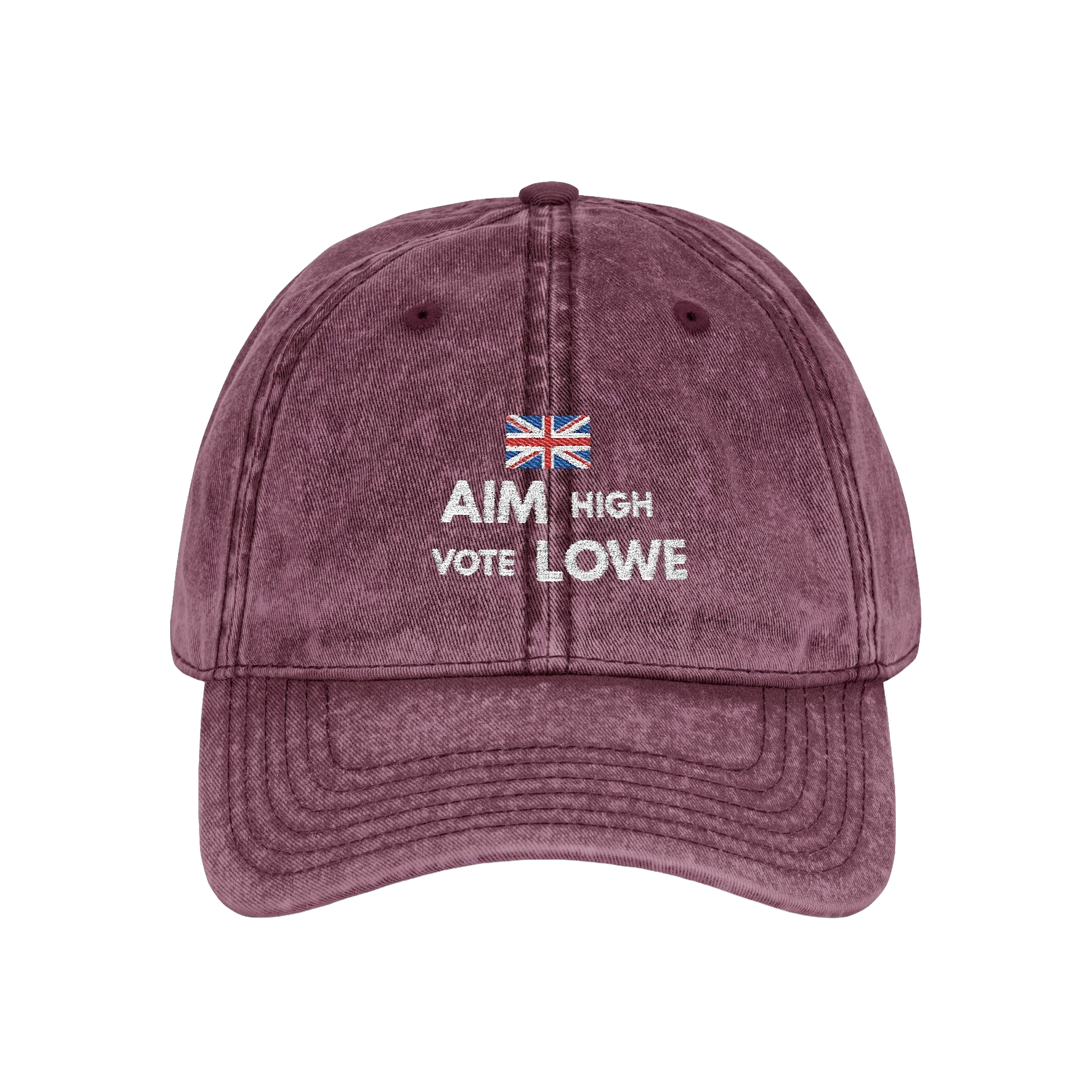 Aim High Vote Lowe Cap | Vintage Embroidered Baseball Hat | Distressed Political Cap UK