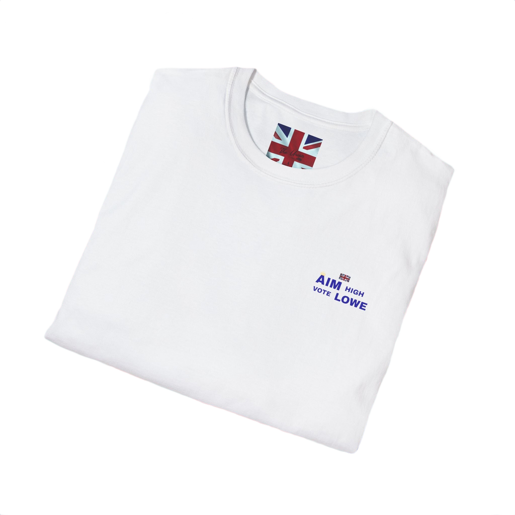 Aim Higher with Lowe T-Shirt | British Flag Political Tee | Rupert Lowe Campaign Shirt UK