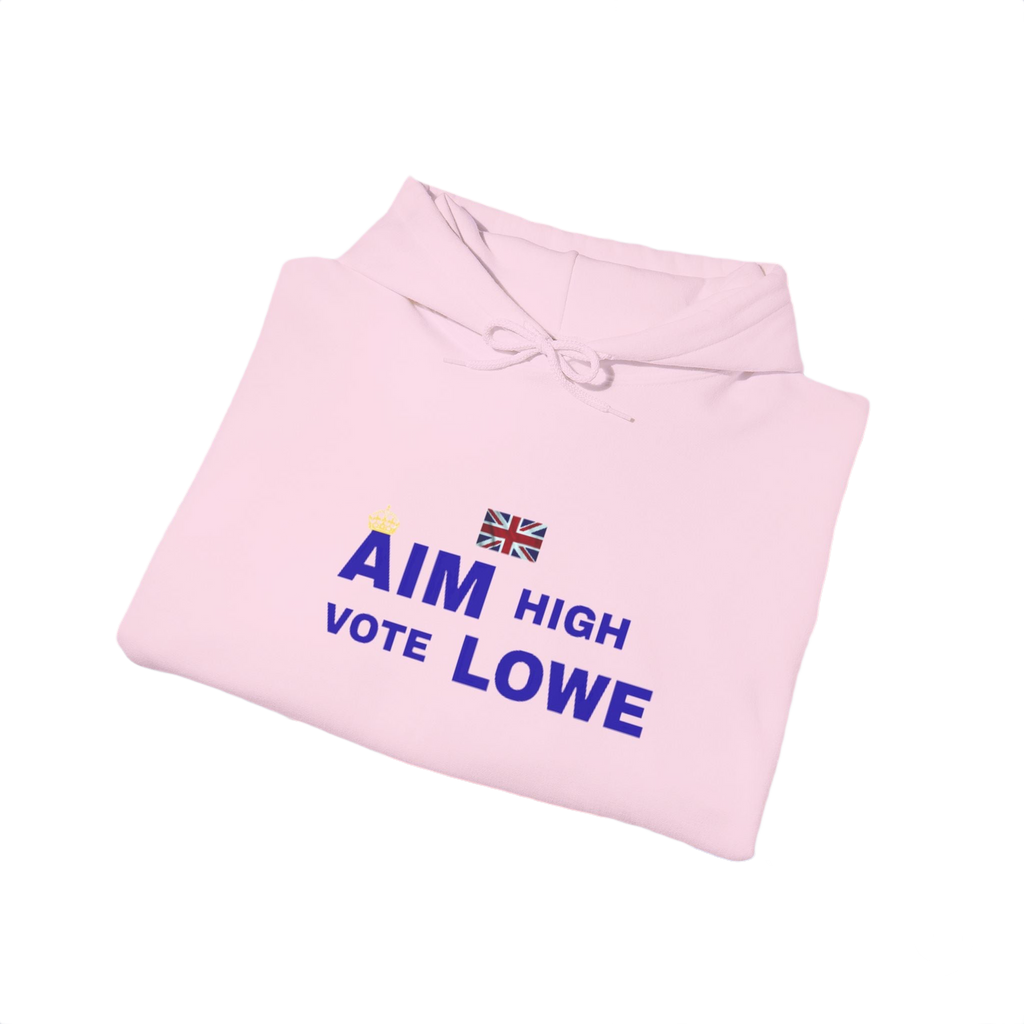 Aim High Vote Lowe Hoodie | British Flag Political Campaign Sweatshirt | UK Patriot Pullover
