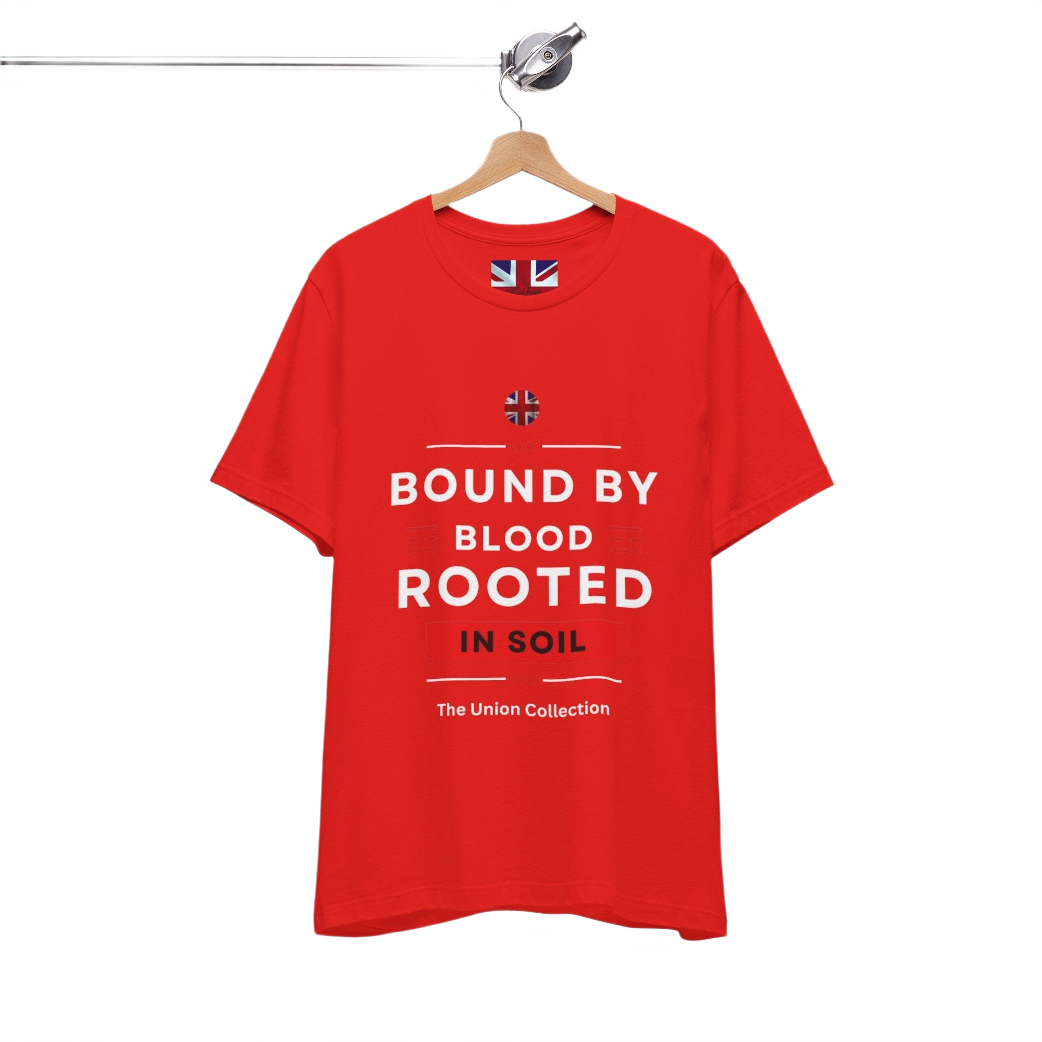 Bound By Blood Rooted In Soil T-Shirt | British Heritage Graphic Tee | Union Motif Statement Top