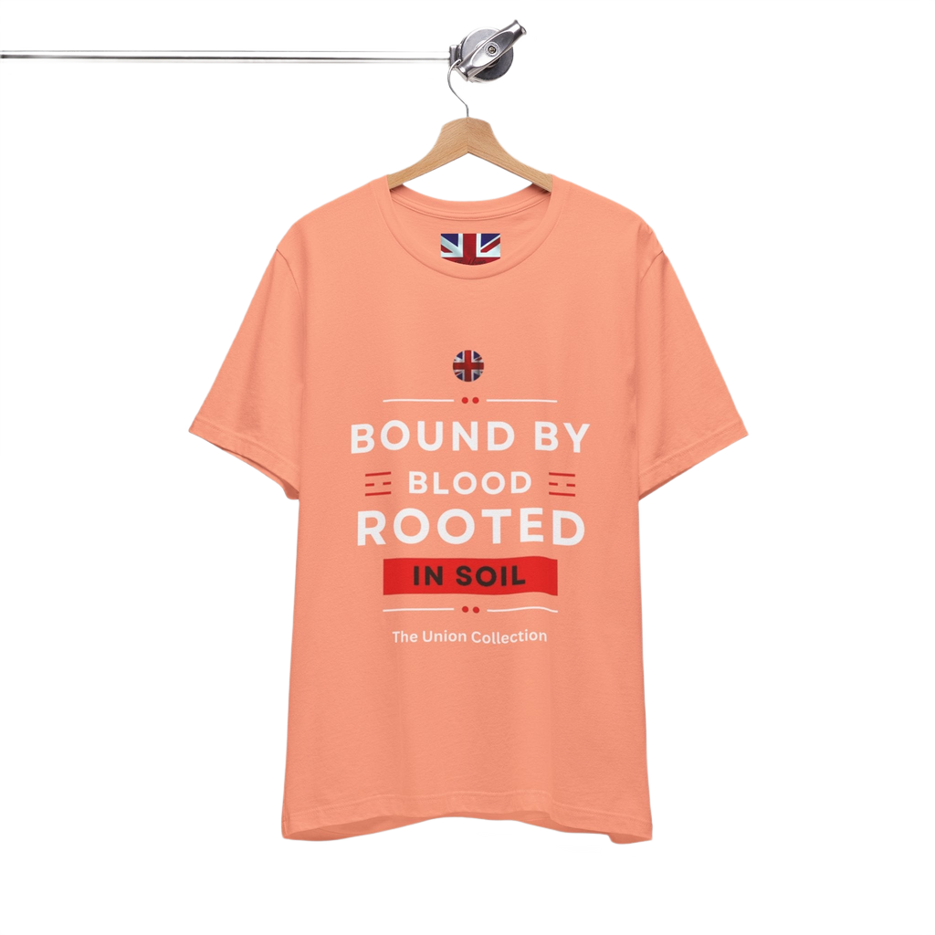 Bound By Blood Rooted In Soil T-Shirt | British Heritage Graphic Tee | Union Motif Statement Top