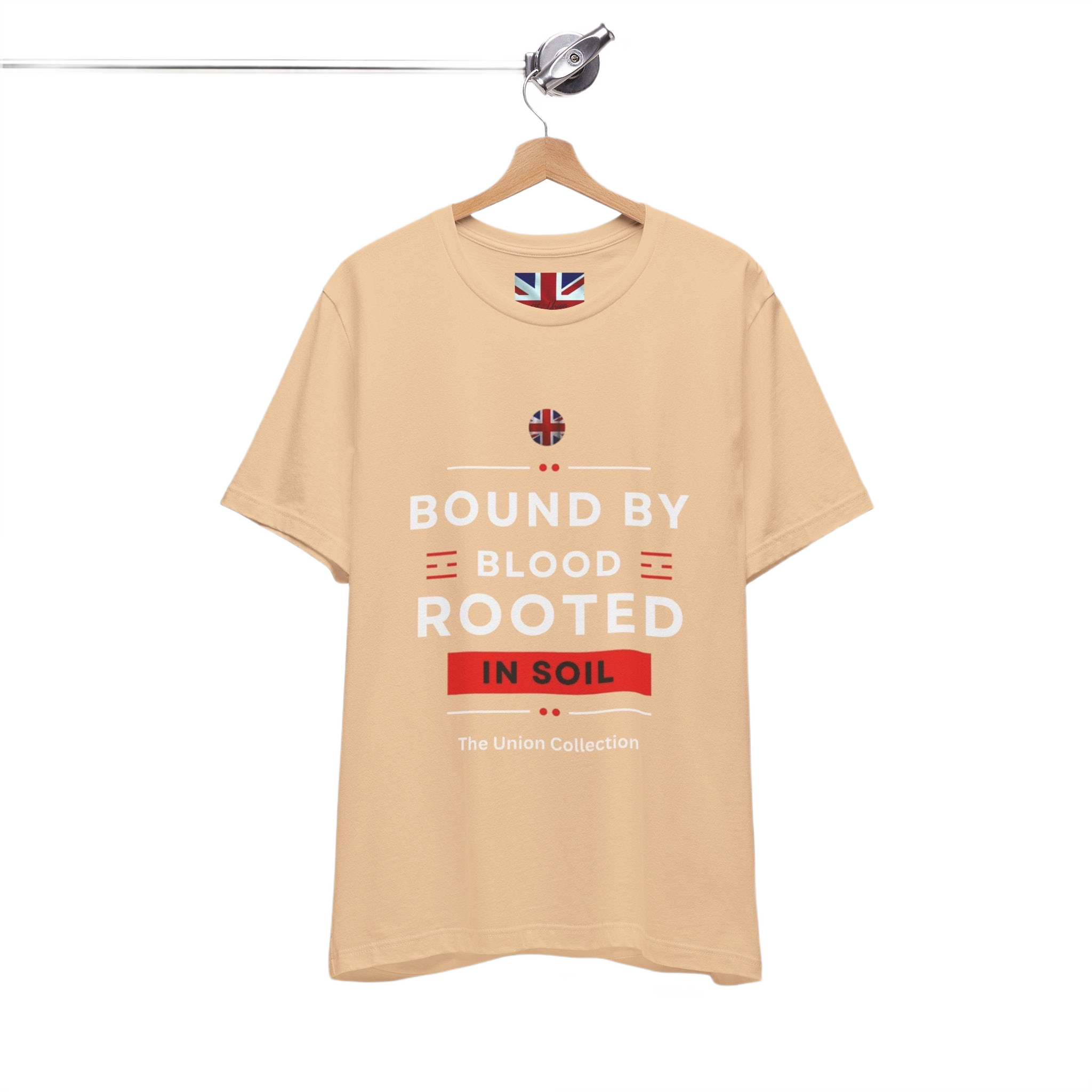 Bound By Blood Rooted In Soil T-Shirt | British Heritage Graphic Tee | Union Motif Statement Top