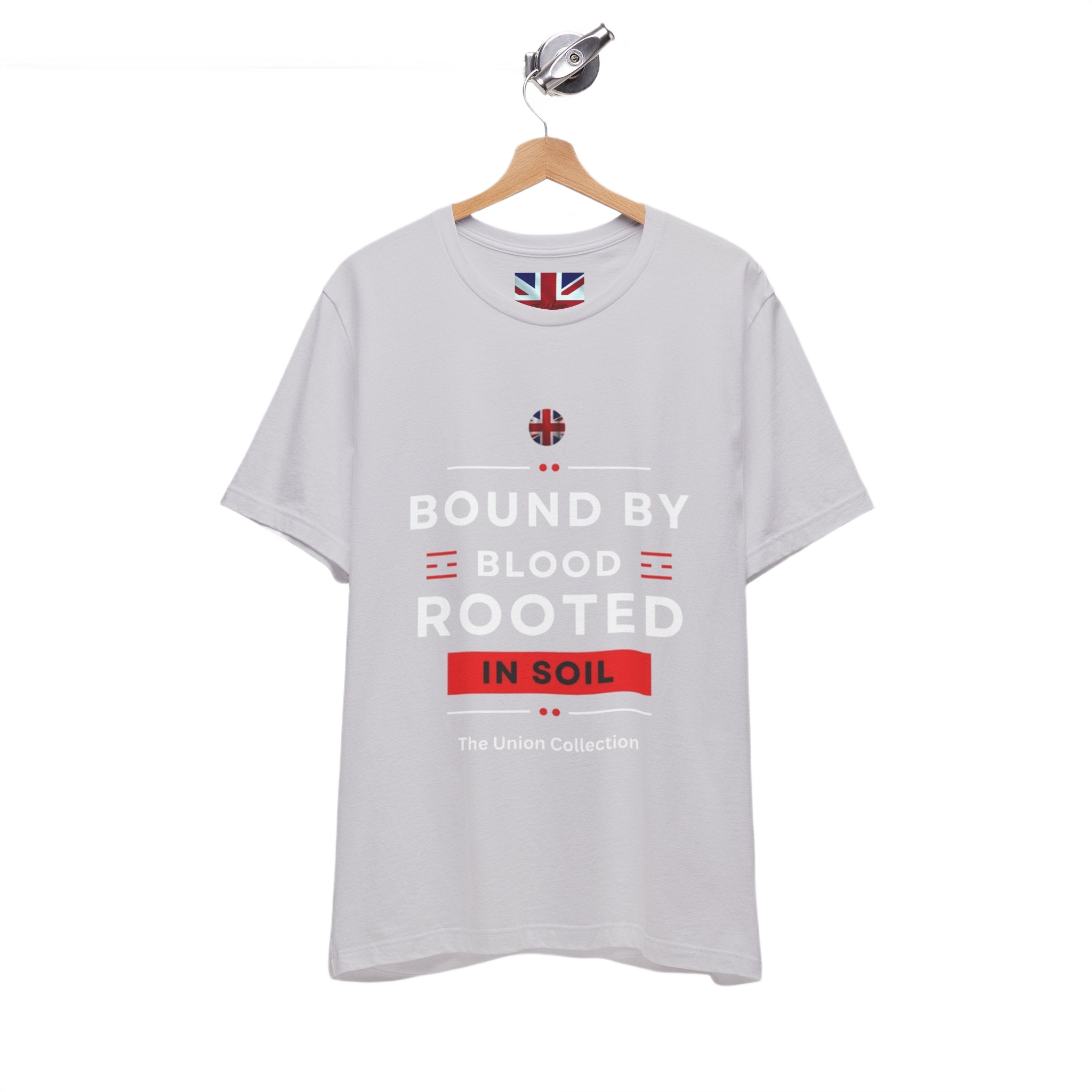 Bound By Blood Rooted In Soil T-Shirt | British Heritage Graphic Tee | Union Motif Statement Top