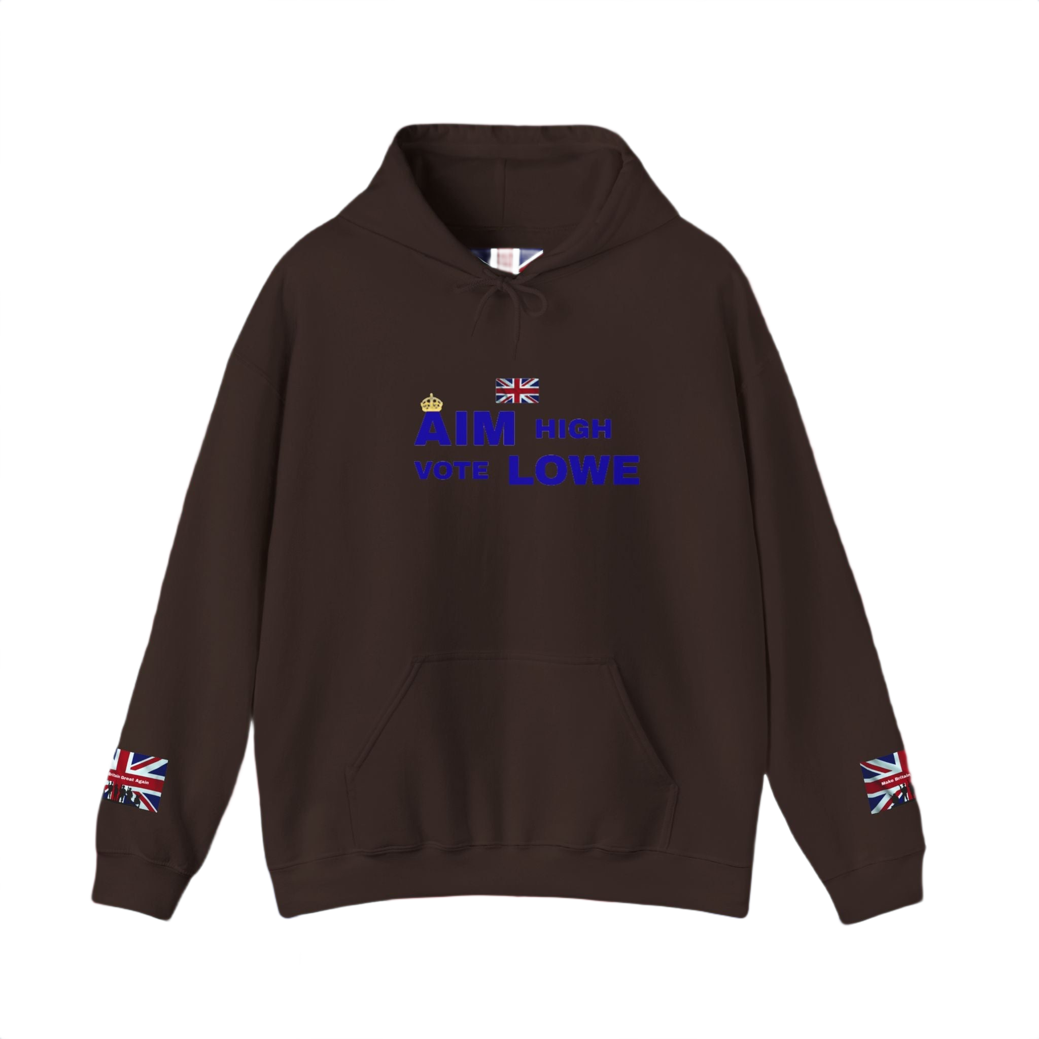 Aim High Vote Lowe Hoodie | British Flag Political Campaign Sweatshirt | UK Patriot Pullover