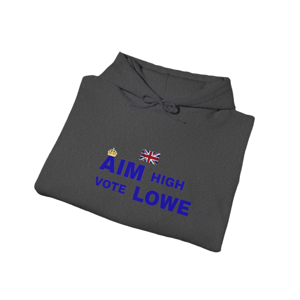 Aim High Vote Lowe Hoodie | British Flag Political Campaign Sweatshirt | UK Patriot Pullover