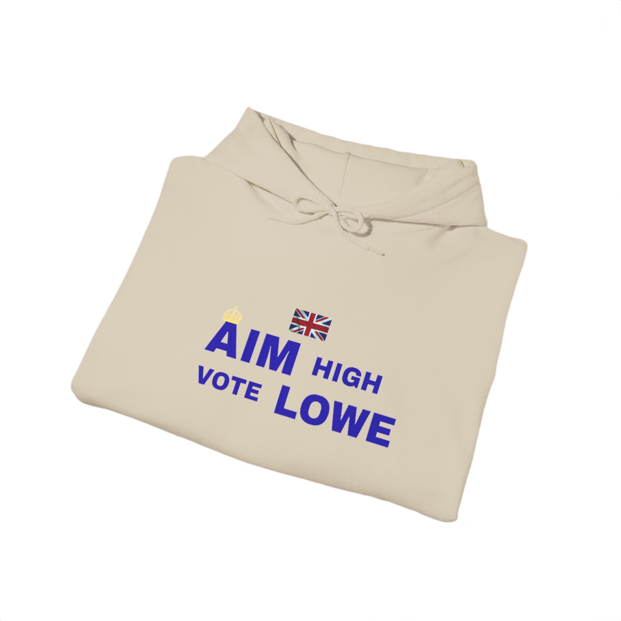 Aim High Vote Lowe Hoodie | British Flag Political Campaign Sweatshirt | UK Patriot Pullover