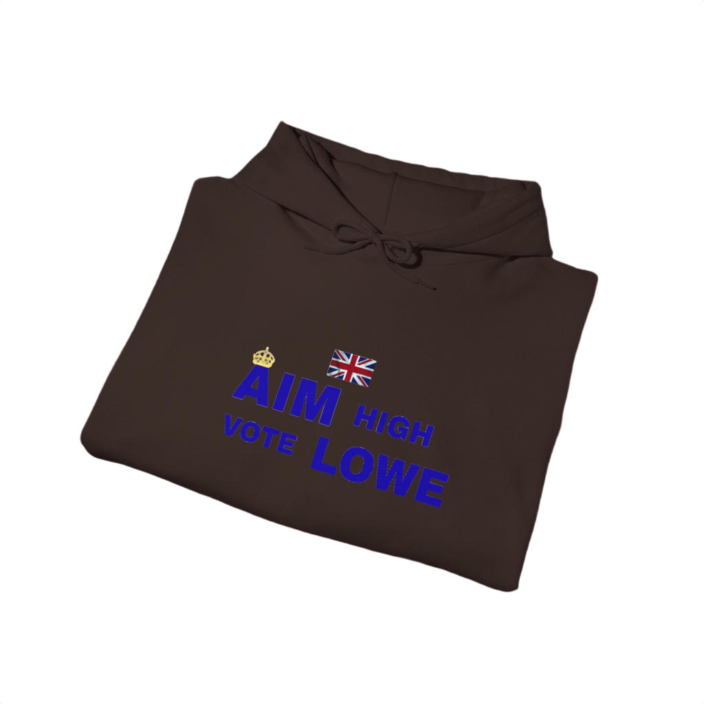 Aim High Vote Lowe Hoodie | British Flag Political Campaign Sweatshirt | UK Patriot Pullover
