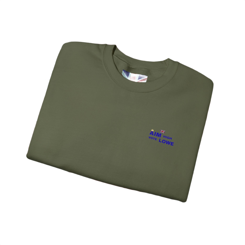 Aim With Love Crewneck Sweatshirt | British-Inspired Minimalist Pullover | Subtle UK Patriot Sweater