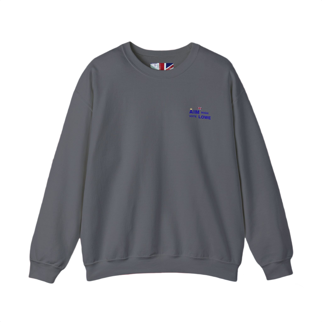 Aim With Love Crewneck Sweatshirt | British-Inspired Minimalist Pullover | Subtle UK Patriot Sweater