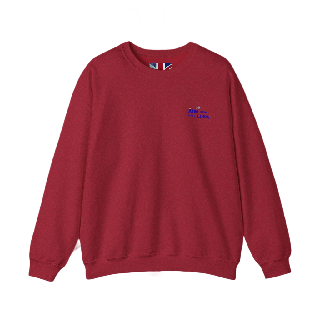 Aim With Love Crewneck Sweatshirt | British-Inspired Minimalist Pullover | Subtle UK Patriot Sweater