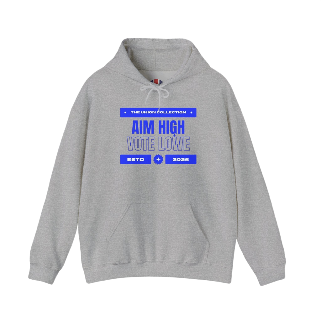 Aim High Vote Lowe Hoodie | Campaign Graphic Pullover | The Union Collection