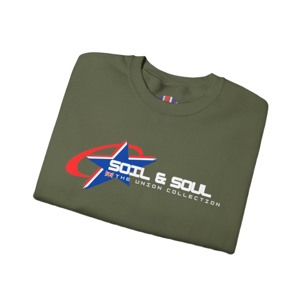 Soil & Soul Retro Star Logo Crewneck Sweatshirt | Vintage Sports Pullover | British Heritage Sweater