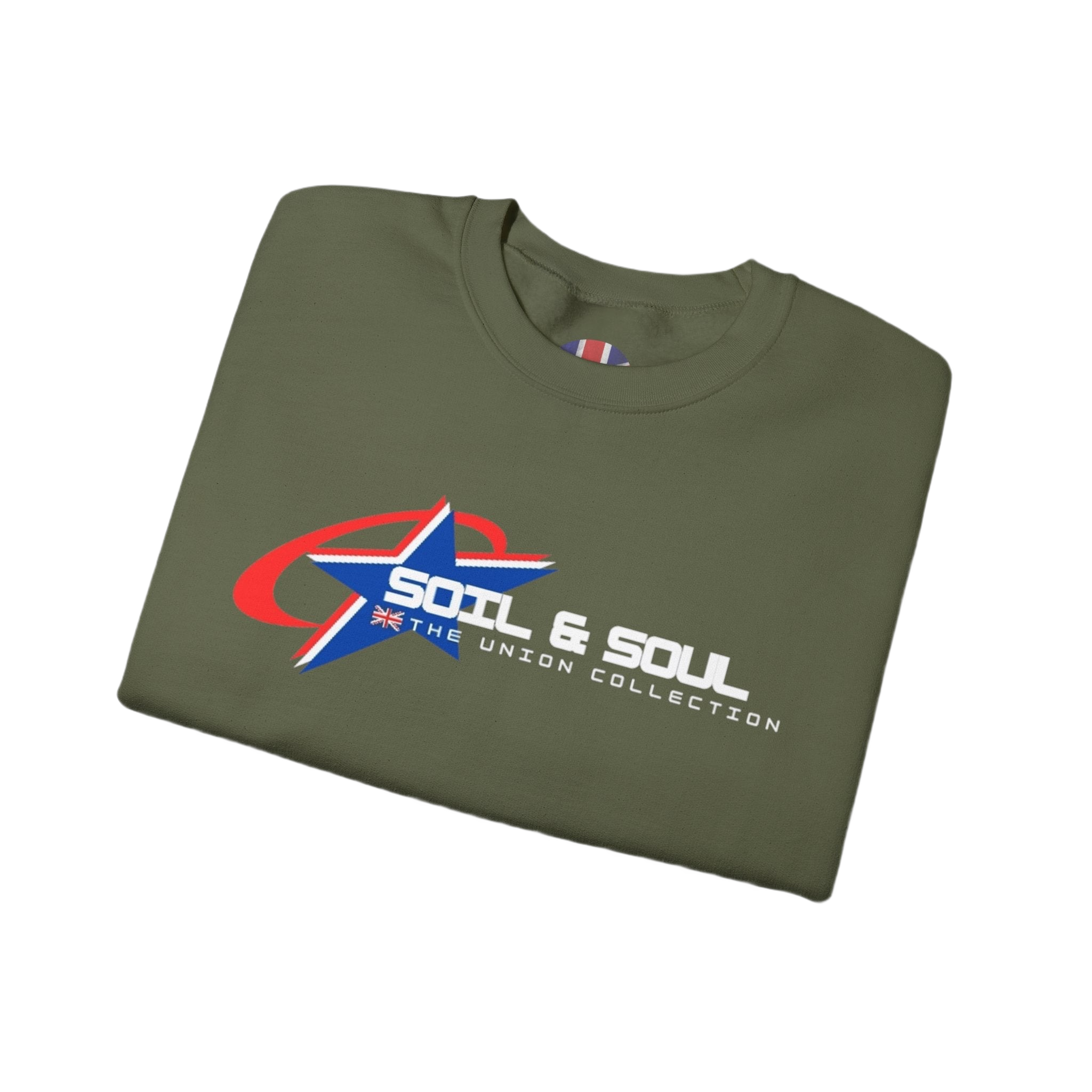 Soil & Soul Retro Star Logo Crewneck Sweatshirt | Vintage Sports Pullover | British Heritage Sweater