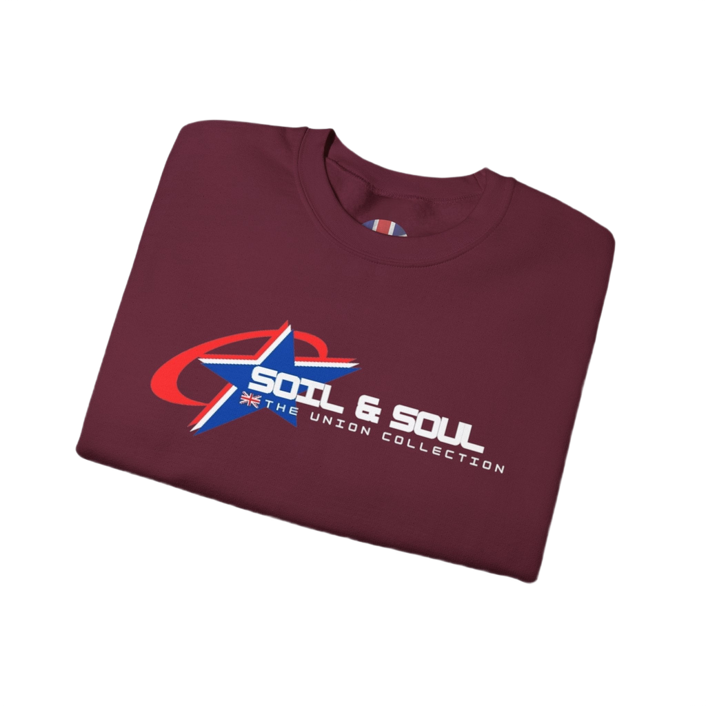 Soil & Soul Retro Star Logo Crewneck Sweatshirt | Vintage Sports Pullover | British Heritage Sweater