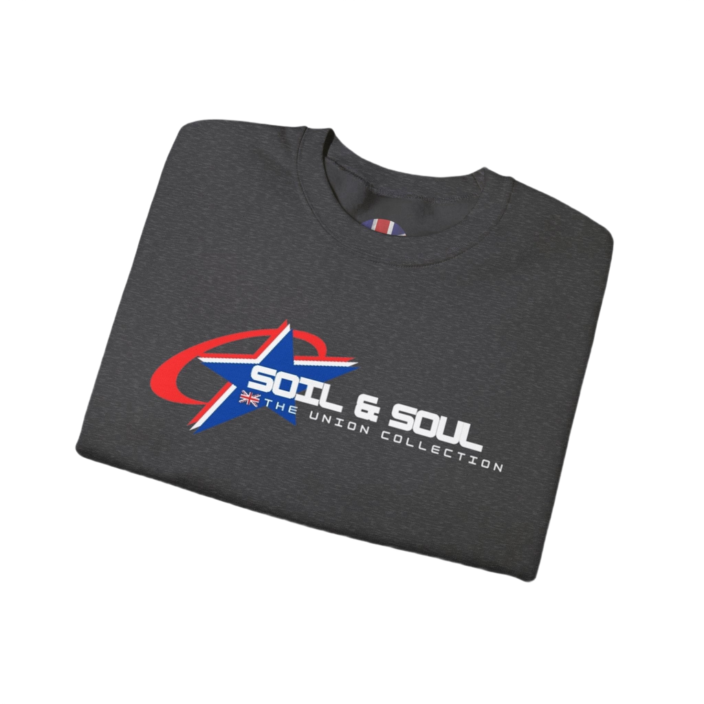 Soil & Soul Retro Star Logo Crewneck Sweatshirt | Vintage Sports Pullover | British Heritage Sweater