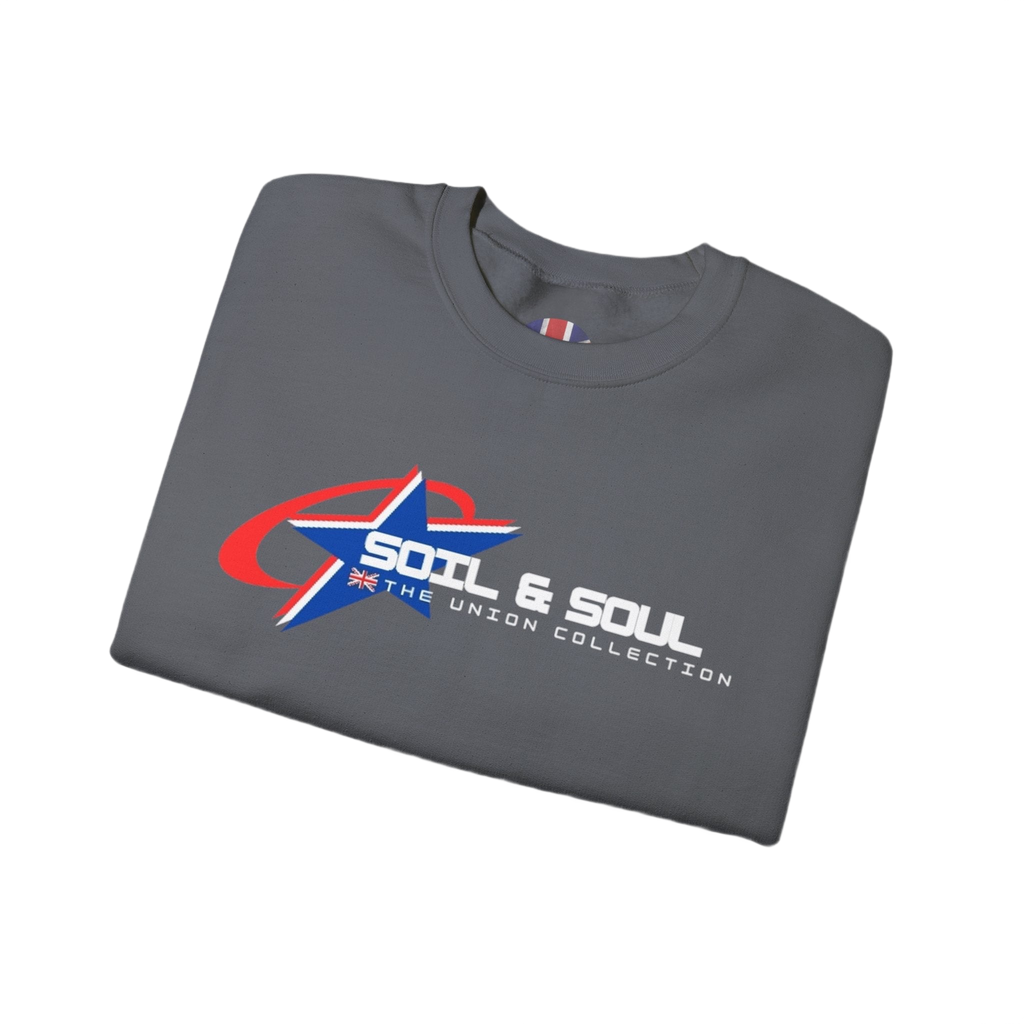 Soil & Soul Retro Star Logo Crewneck Sweatshirt | Vintage Sports Pullover | British Heritage Sweater