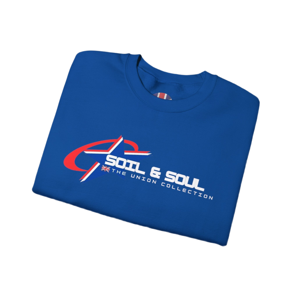 Soil & Soul Retro Star Logo Crewneck Sweatshirt | Vintage Sports Pullover | British Heritage Sweater