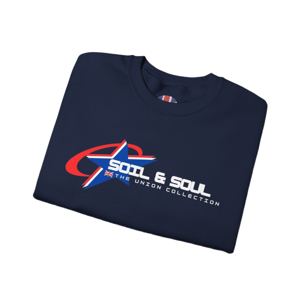 Soil & Soul Retro Star Logo Crewneck Sweatshirt | Vintage Sports Pullover | British Heritage Sweater