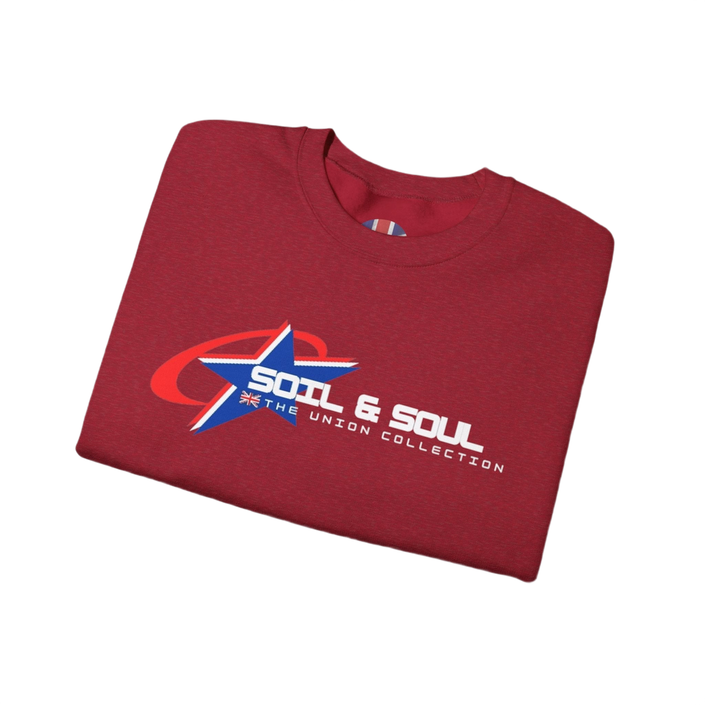 Soil & Soul Retro Star Logo Crewneck Sweatshirt | Vintage Sports Pullover | British Heritage Sweater