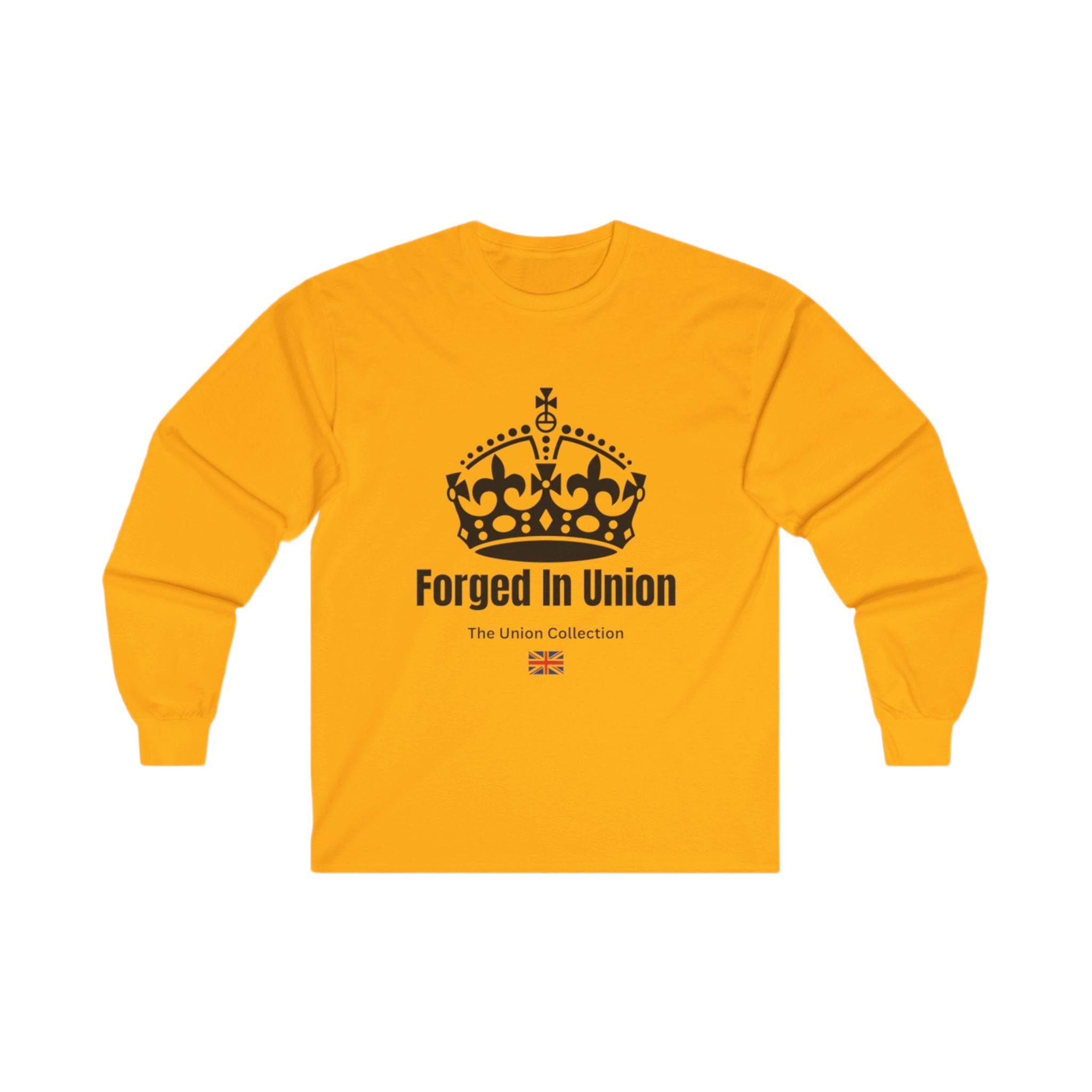 Forged In Union Crown Long Sleeve Tee | British Heritage Vintage Top | Crown Motif Political Shirt