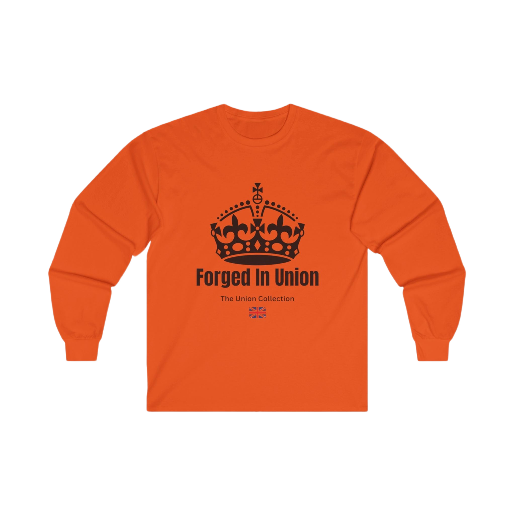 Forged In Union Crown Long Sleeve Tee | British Heritage Vintage Top | Crown Motif Political Shirt