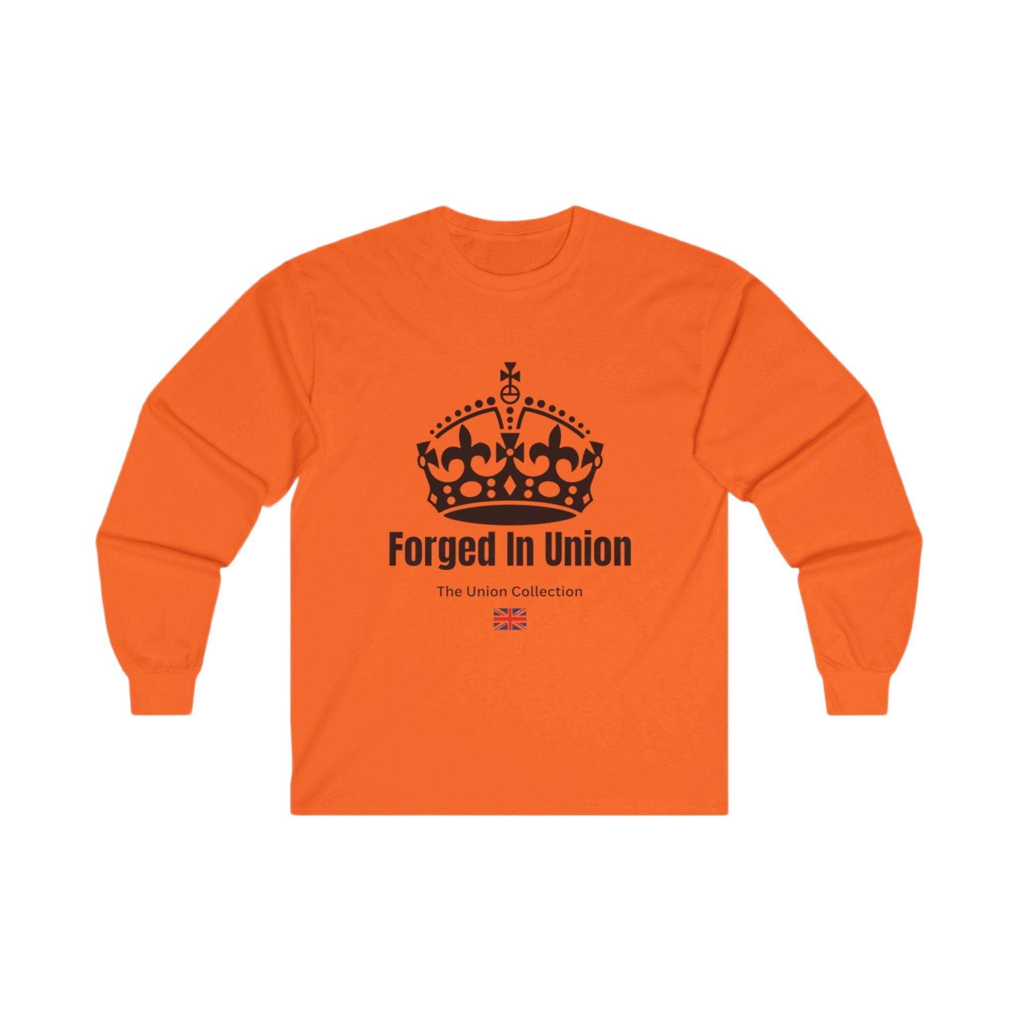 Forged In Union Crown Long Sleeve Tee | British Heritage Vintage Top | Crown Motif Political Shirt