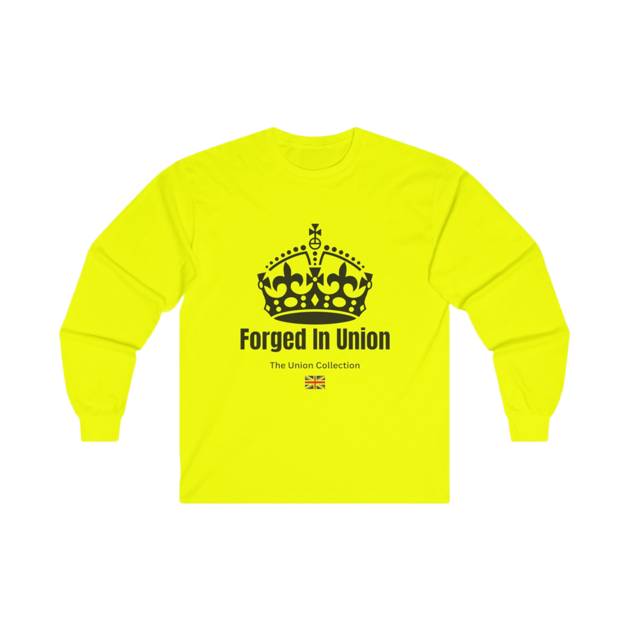 Forged In Union Crown Long Sleeve Tee | British Heritage Vintage Top | Crown Motif Political Shirt