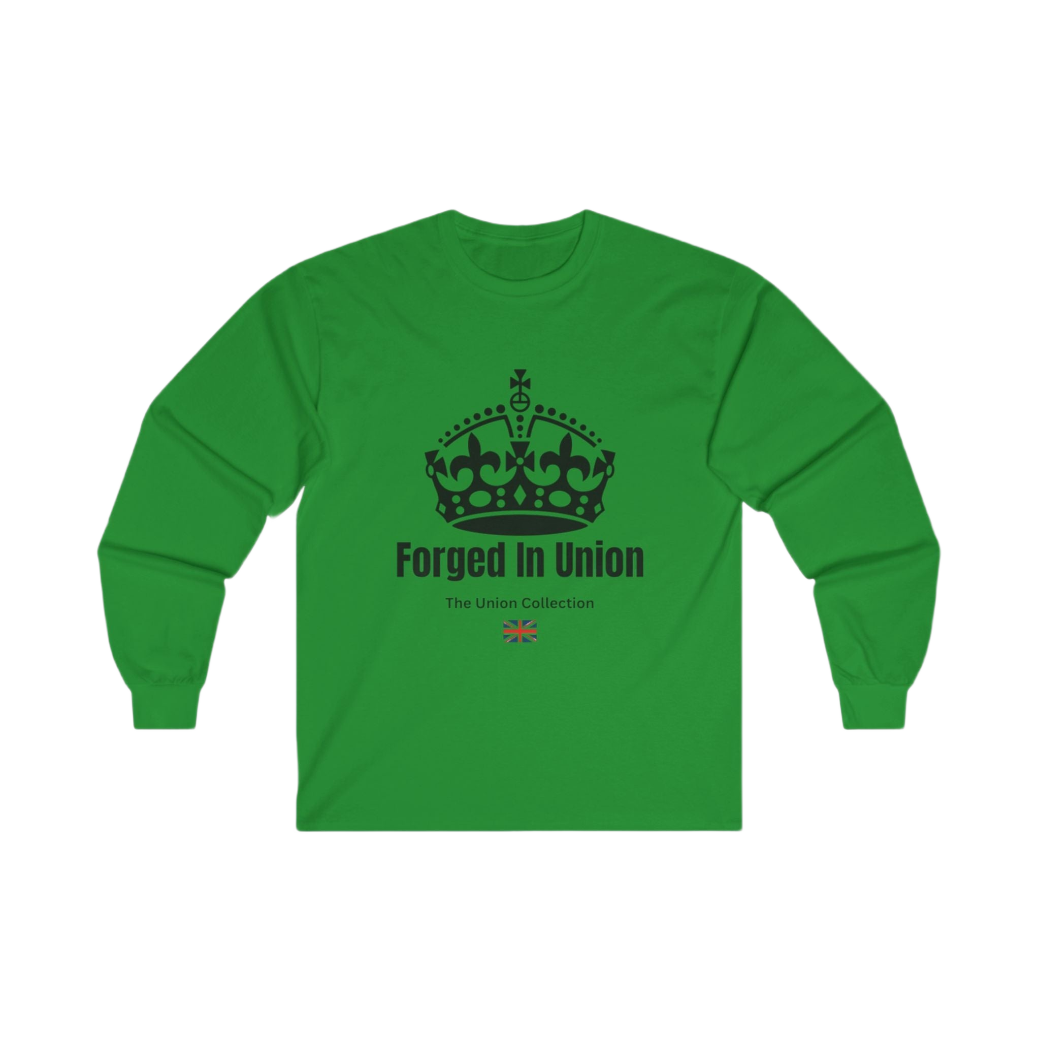 Forged In Union Crown Long Sleeve Tee | British Heritage Vintage Top | Crown Motif Political Shirt