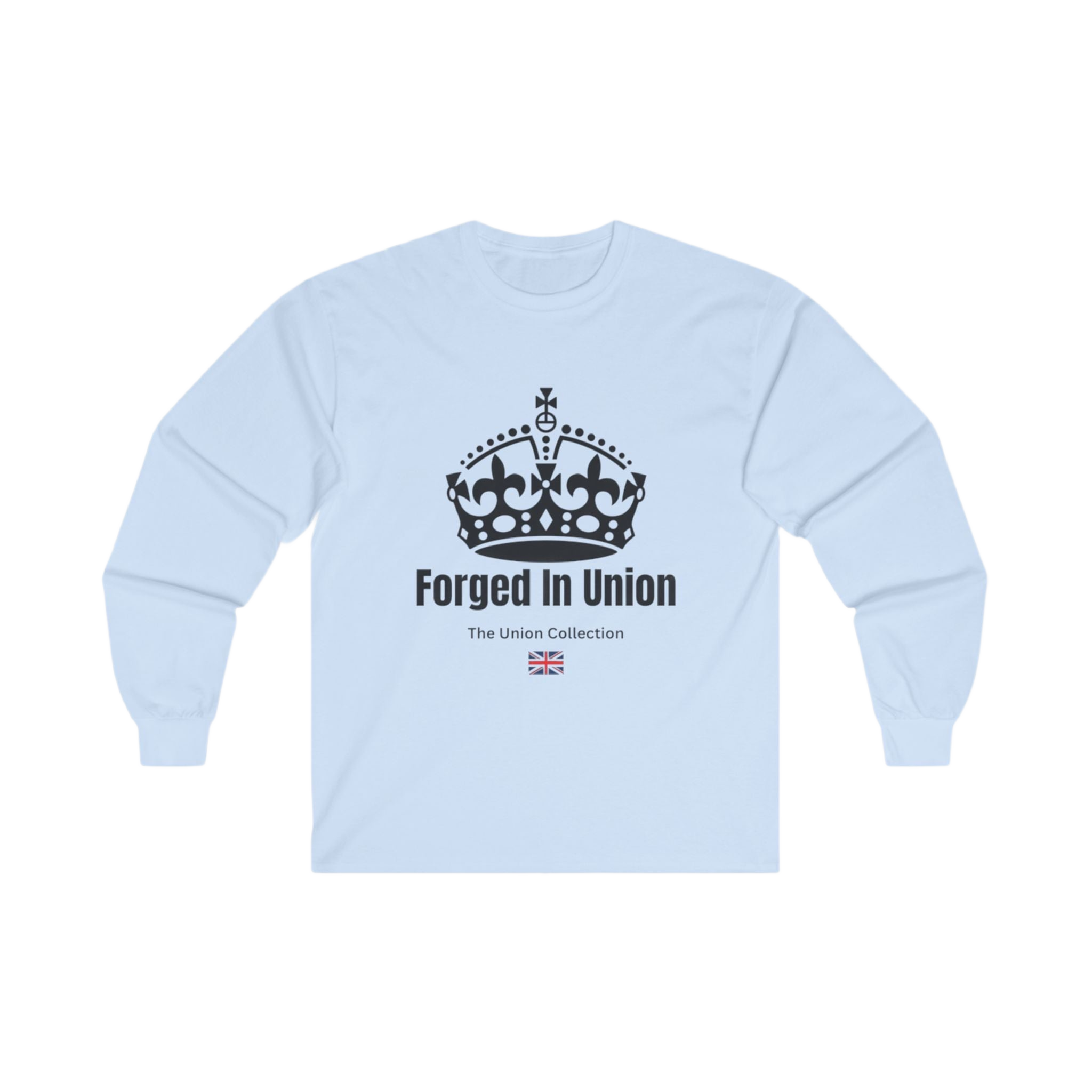Forged In Union Crown Long Sleeve Tee | British Heritage Vintage Top | Crown Motif Political Shirt