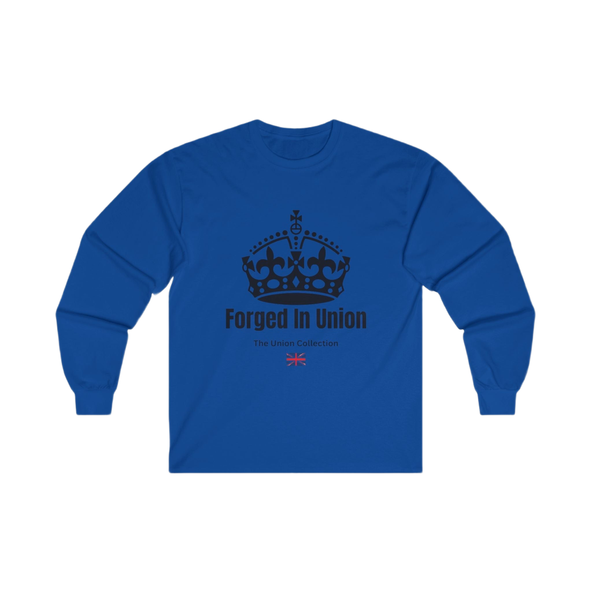 Forged In Union Crown Long Sleeve Tee | British Heritage Vintage Top | Crown Motif Political Shirt