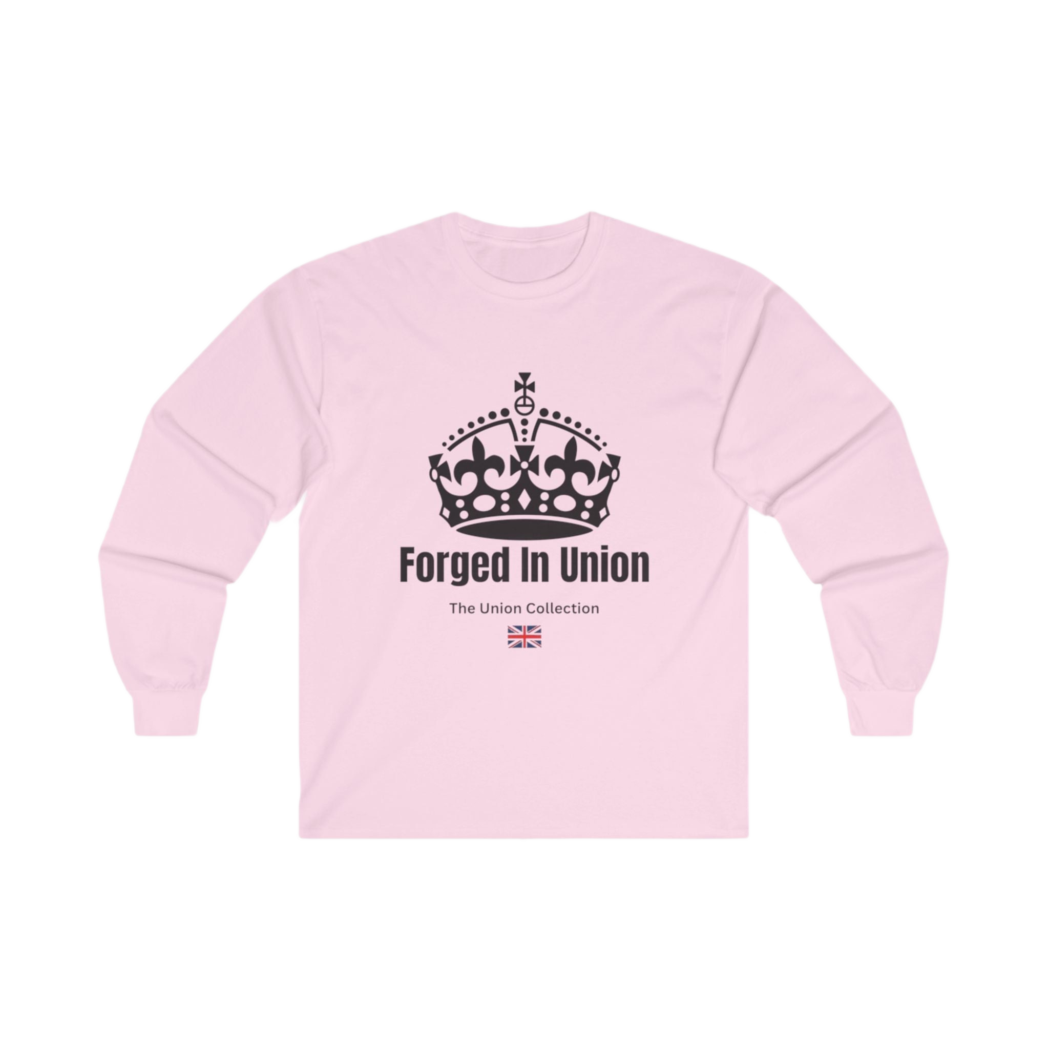 Forged In Union Crown Long Sleeve Tee | British Heritage Vintage Top | Crown Motif Political Shirt