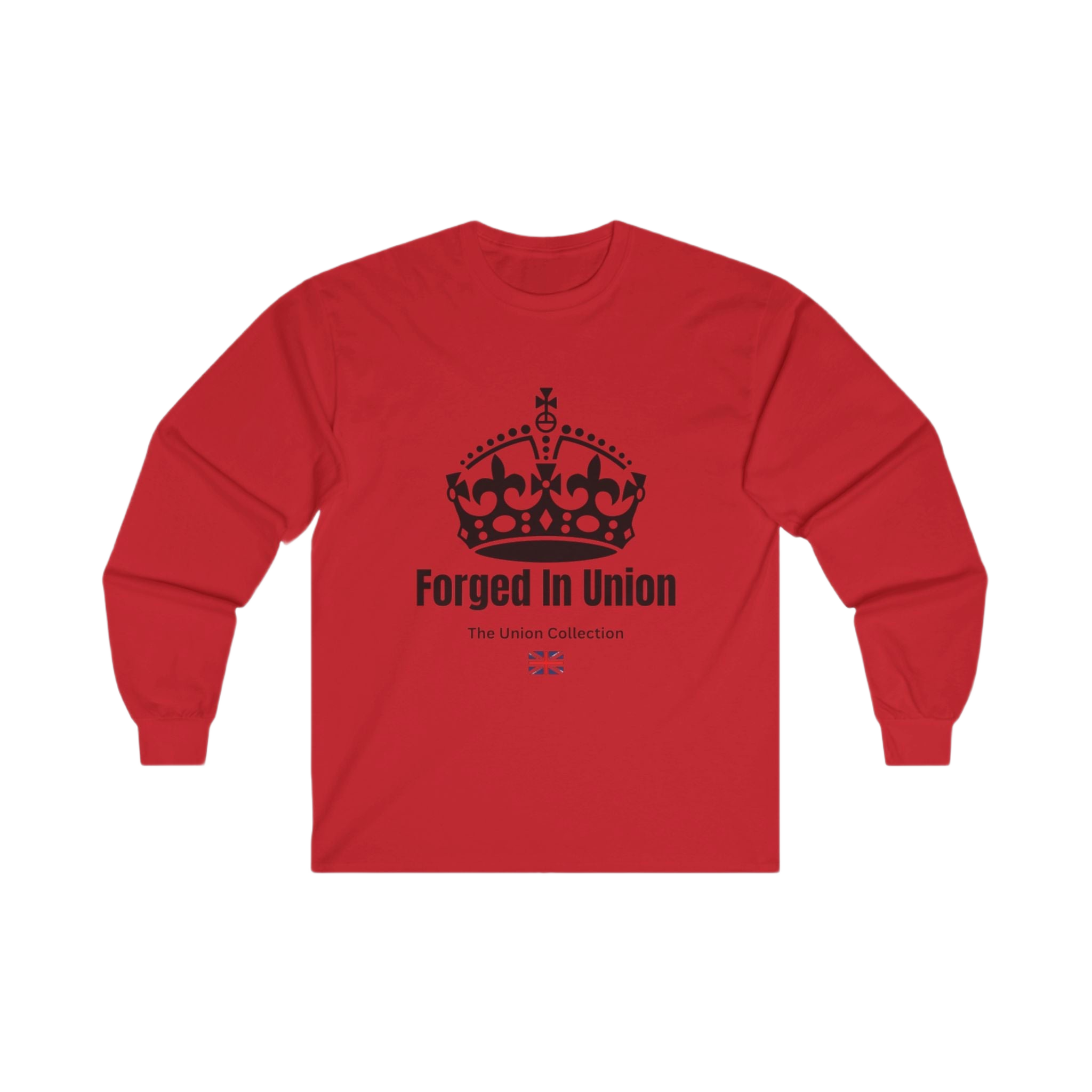 Forged In Union Crown Long Sleeve Tee | British Heritage Vintage Top | Crown Motif Political Shirt