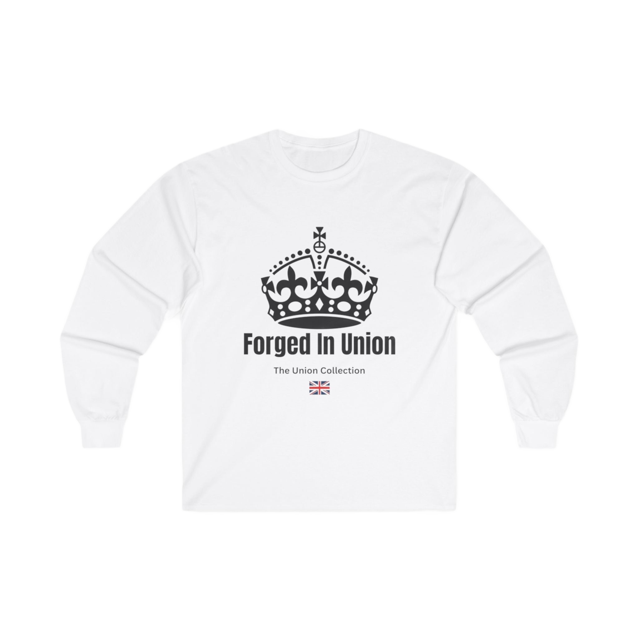 Forged In Union Crown Long Sleeve Tee | British Heritage Vintage Top | Crown Motif Political Shirt