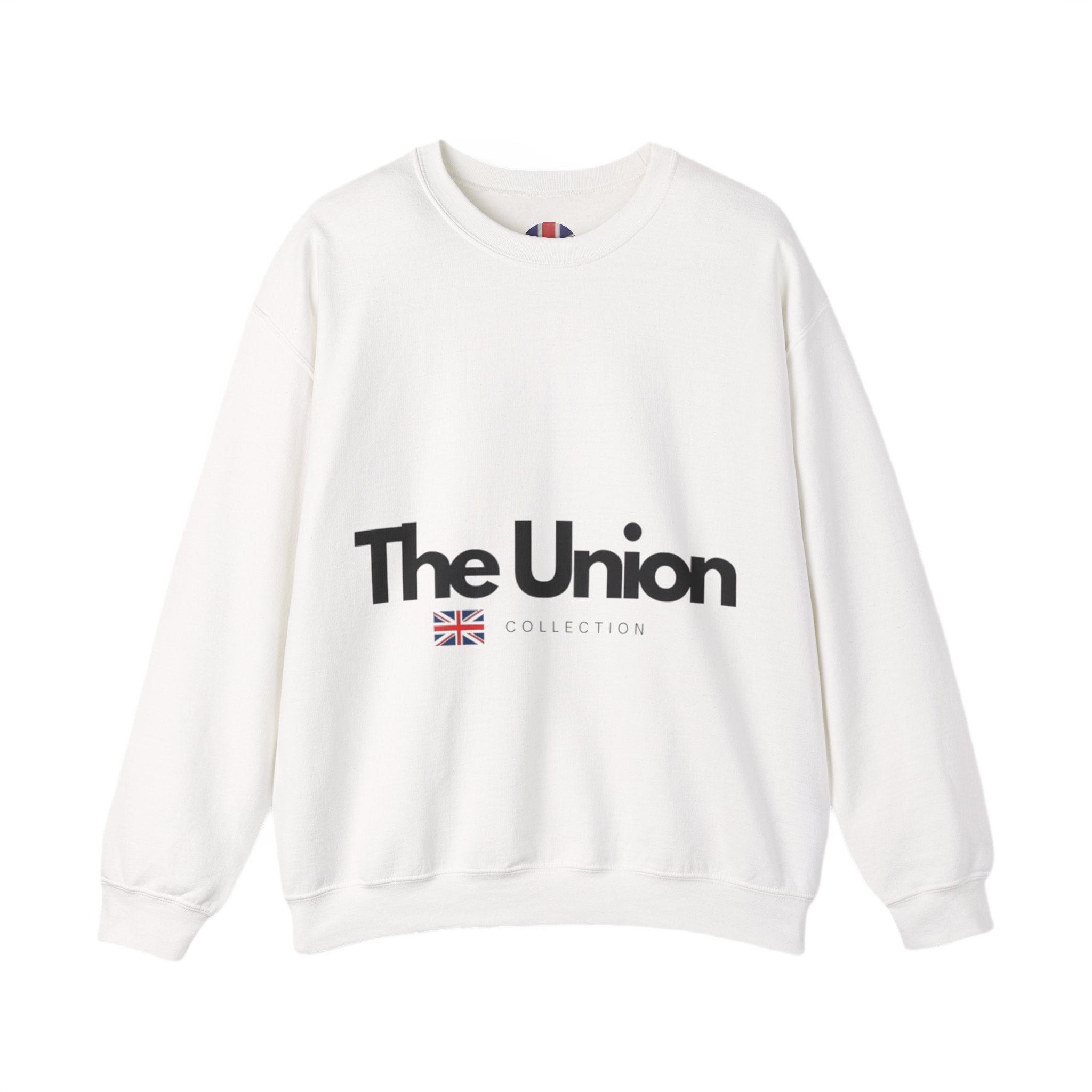 The Union Collection Crewneck Sweatshirt | Minimal British Flag Logo Pullover | UK Heritage Sweater